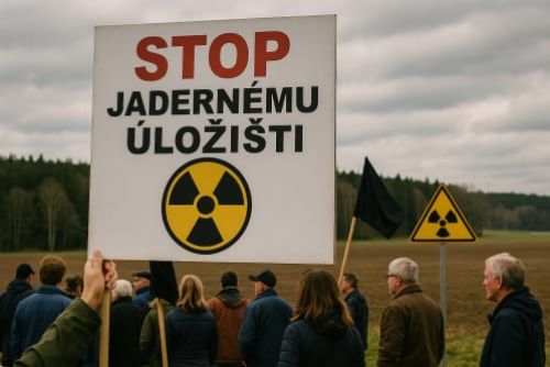 U Chanovic protestovali stovky lidí protestovali proti úložišti jaderného odpadu