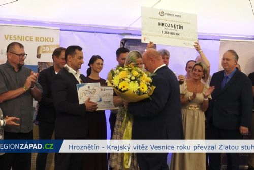 Hroznětín: Krajský vítěz Vesnice roku převzal Zlatou stuhu (TV Západ)