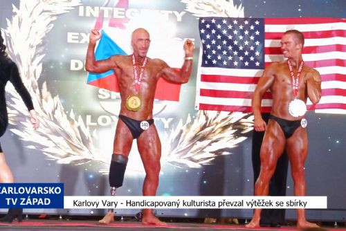 Karlovy Vary: Handicapovaný kulturista převzal výtěžek ze sbírky (TV Západ)