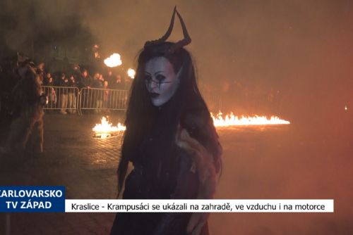 Kraslice: Krampusáci se ukázali na zahradě, ve vzduchu i na motorce (TV Západ)