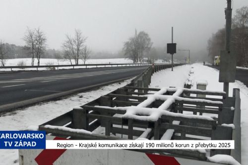 Region: Krajské komunikace získají 190 milionů korun z přebytku 2025 (TV Západ)