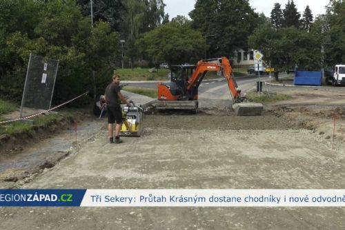 Tři Sekery: Průtah Krásným dostane chodníky i nové odvodnění (TV Západ)